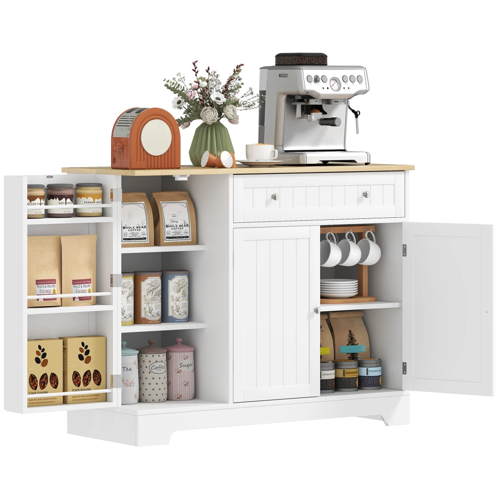 Mobile buffet cucina ¨C Xylo ¨C bianco 105x40x83cm con 3 ante, cassetto e ripiani