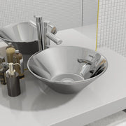 Lavandino-Lavabo-Lavello 42x14 cm in Ceramica Argento