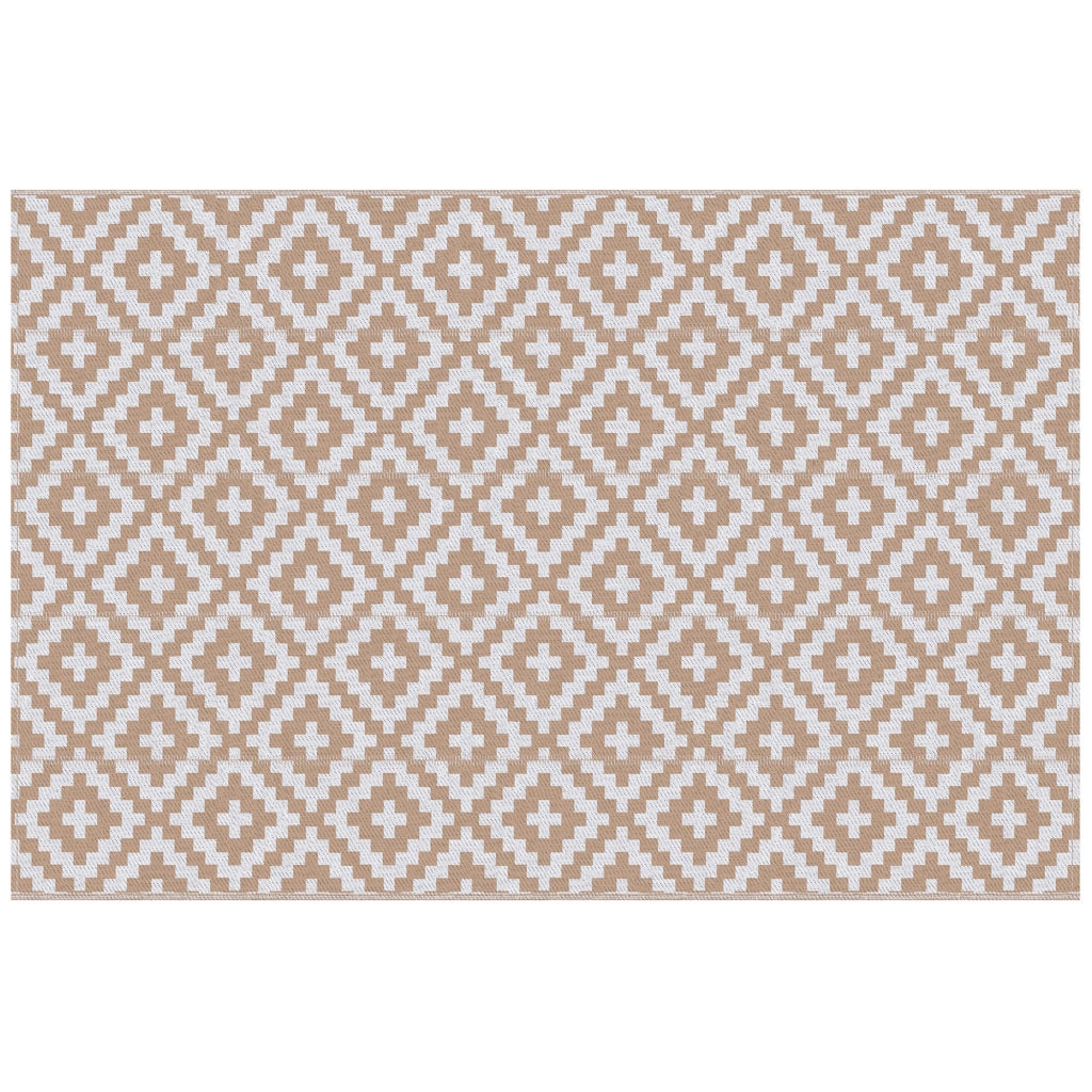 Tappeto da esterno reversibile motivo geometrico ¨C Xylo ¨C polipropilene bianco beige 274x182 cm
