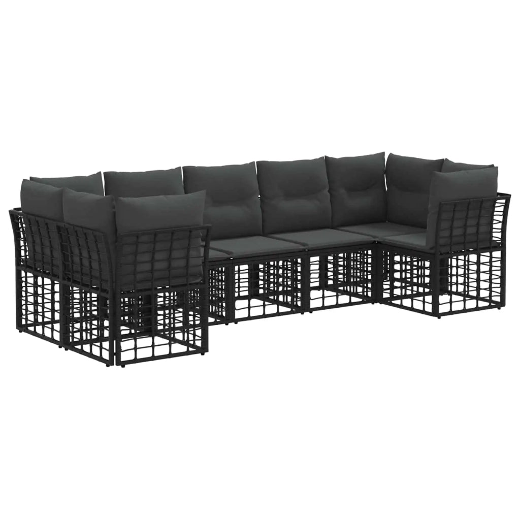 Set di divani da esterno 7 pcs Nero e Grigio scuro Poliestere 3437547