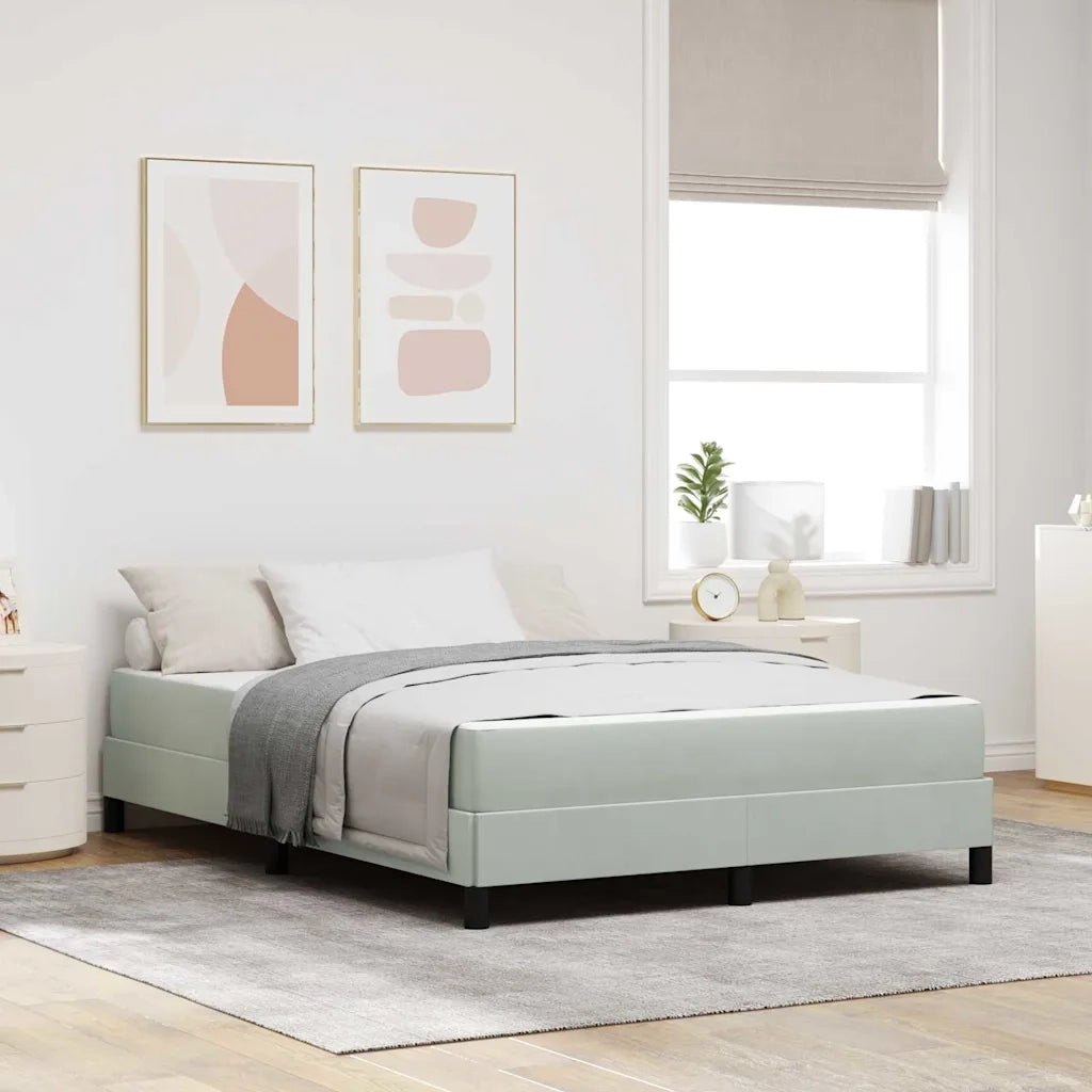 Letto a molle con materasso Grigio chiaro 160 x 210 cm Tessuto