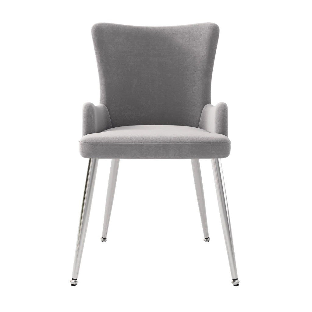 Set di 2 sedie da pranzo in velluto - Zephmum- Gambe in metallo argento, grigio
