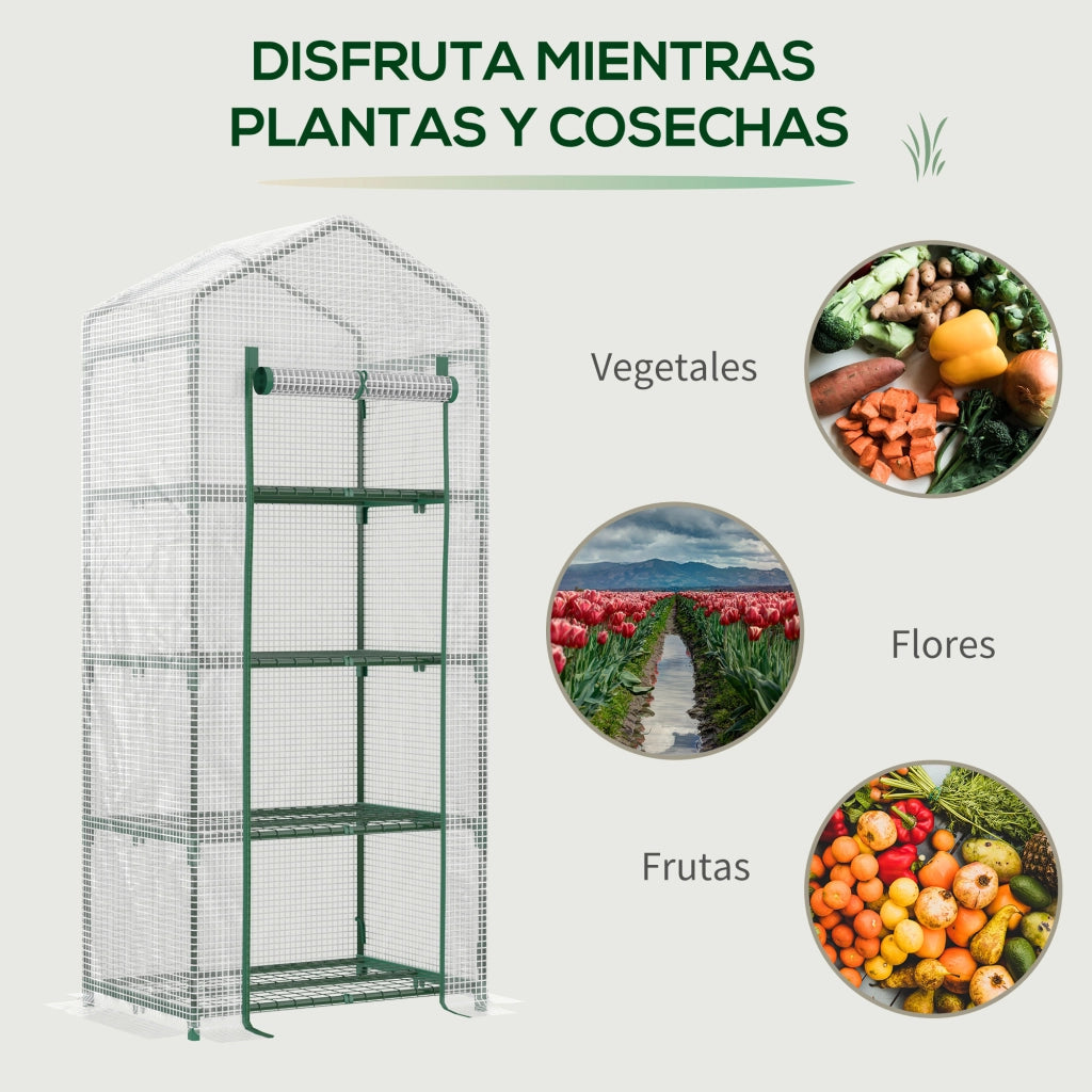 Serra da Giardino con 4 Ripiani ¨C Minimal ¨C 70x50x160 cm Bianco