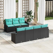 Set di divani con cuscino 8 pcs Nero e Turchese polyrattan 3346636