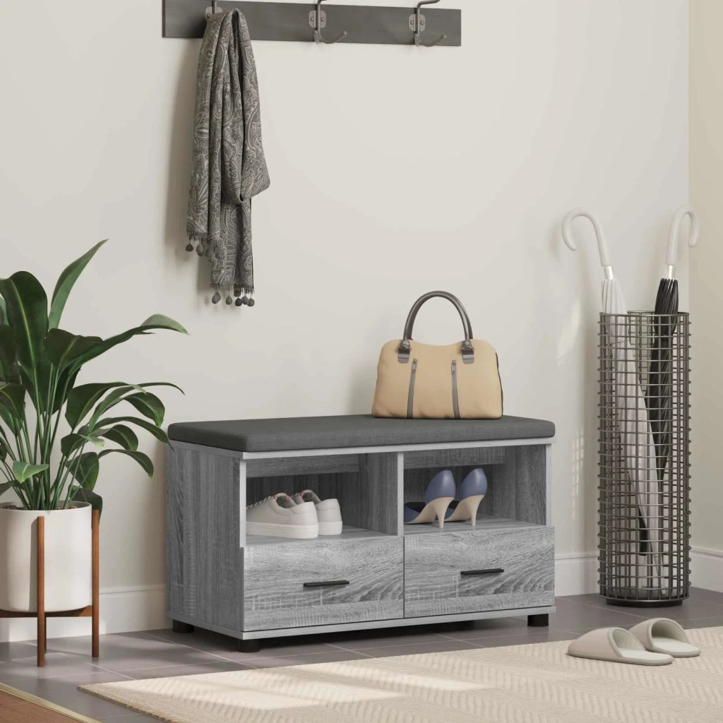 Panca per ingresso con cuscino Sonoma grigia 80 x 38 x 46 cm 891461