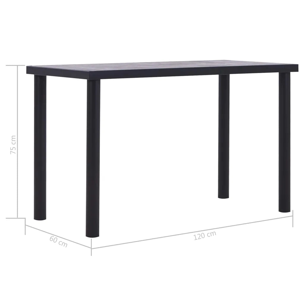 Tavolo da Pranzo Nero e Grigio Cemento 120x60x75 cm in MDF 281857