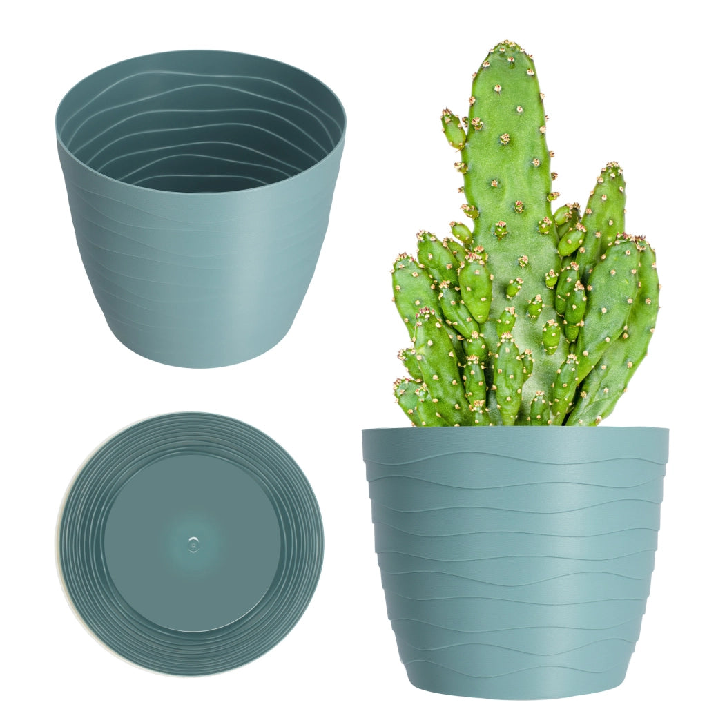 Vaso da fiori KADAX, coprivaso rotondo verde da 13 cm in plastica