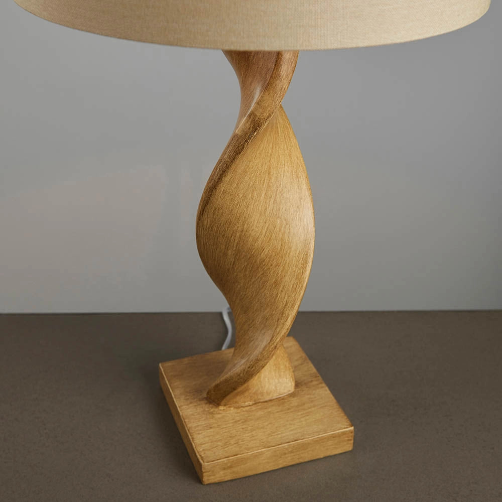 Lampada da tavolo scandinava Abia rovere lino E27 Endon