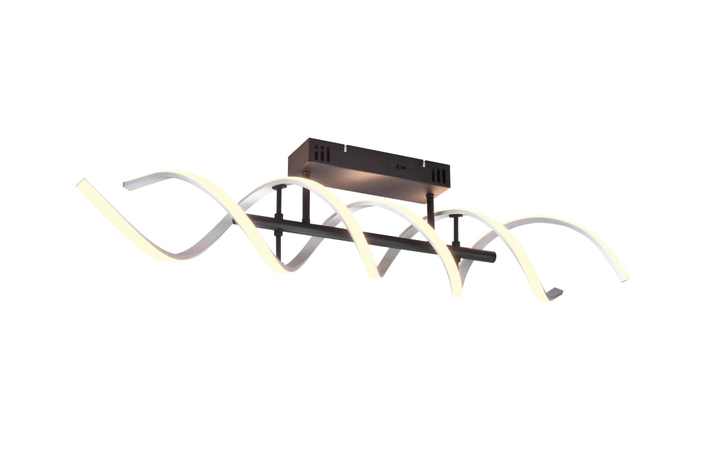 Plafoniera LED spirale, metallo, alluminio e nero, L 90 cm, Sequence
