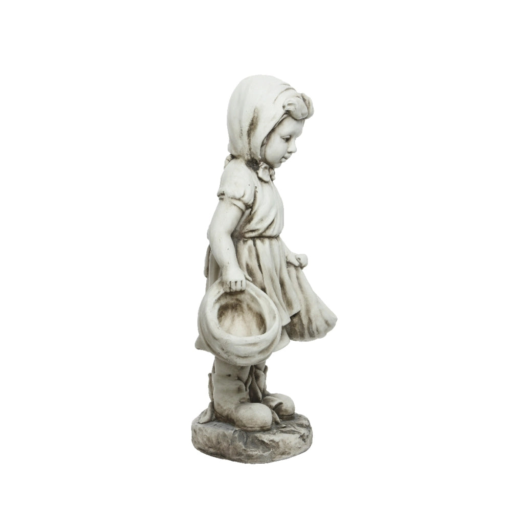 STATUA BIMBA25X37XH66,5CM IN POLIMAGNESIO BIANCO.
