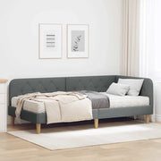 Cornice del letto ad angolo Grigio scuro 90 x 200 cm Tessuto