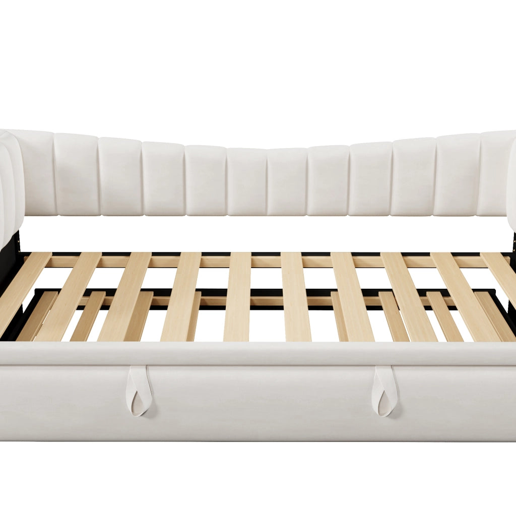 LETTO con letto estraibile 90x200 cm in velluto bianco