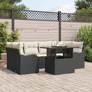Set Divano da Giardino 7 pcs Nero Rattan in Polipropilene