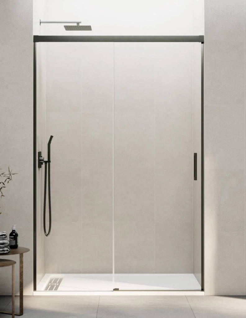 Porta doccia scorrevole 1+1 THALASSA (BASIC) 200 cm Profilo Titanio vetro trasparente