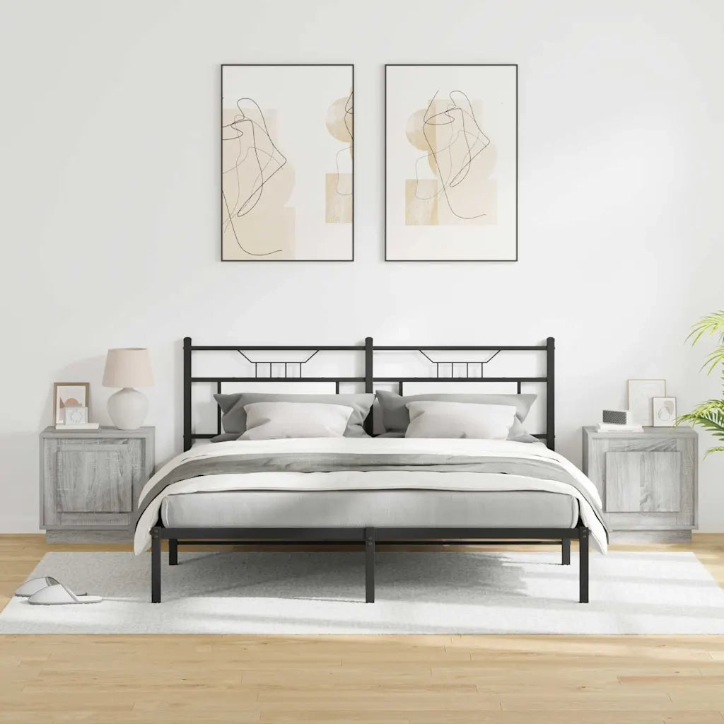Set di 2 Comodini | Armadio da Notte | Mobiletto da notte Grigio 44 x 34,5 x 45 cm