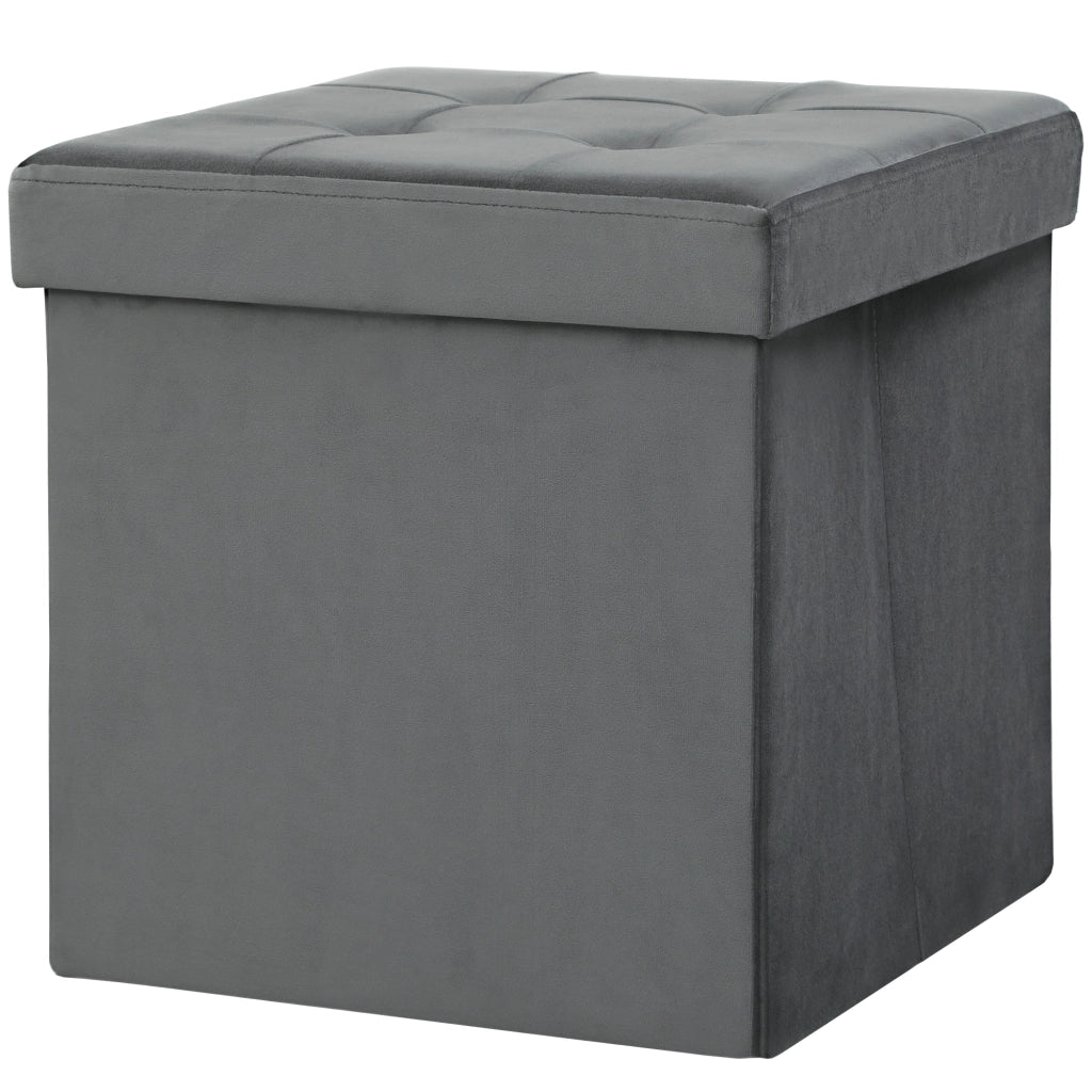 Pouf contenitore pieghevole ¨C Xylo ¨C grigio MDF imbottito