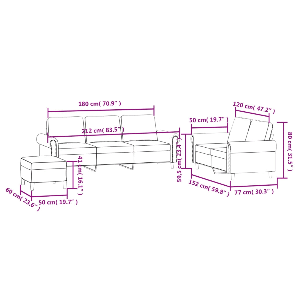 Set di Divani 3 pz con Cuscini Grigio Scuro in Velluto 3202261