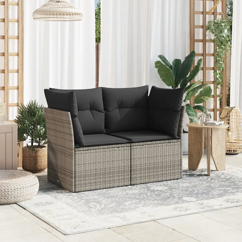 Divano da Giardino con Cuscini 2 Posti Grigio in Polyrattan 366114