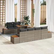 Set Divano da Giardino con cuscino 8 pcs Grigio Poly Rattan
