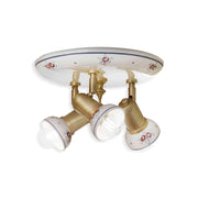 Plafoniera Orientabile Classica Savona Ceramica E Ottone Satinato 3 Luci E14