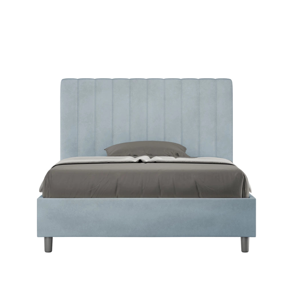 BS COM Letto una piazza e mezza contenitore imbottito 120x200 microfibra azzurro