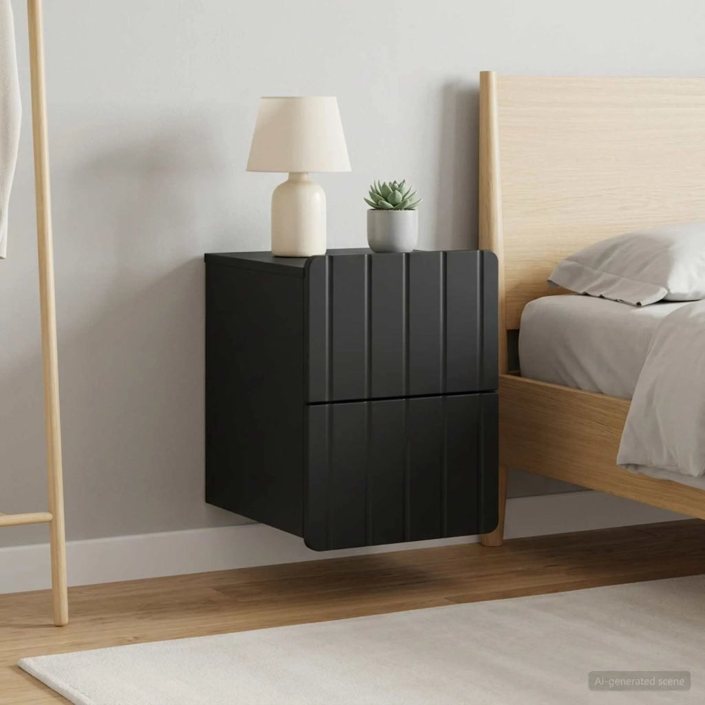 Mobiletto da notte a muro 2 pcs Nero 33 x 34,5 x 43 cm 898298