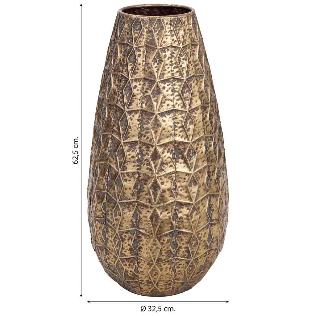 Vaso in metallo dorato 32,5x32,5x62,5 cm (altezza)