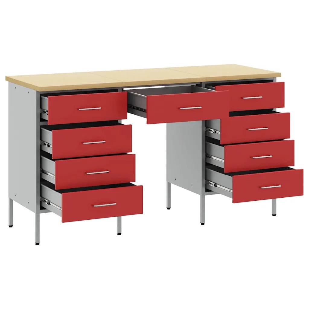 Mobile da lavoro 3 pcs Rosso Legno ingegnerizzato e acciaio 3321377