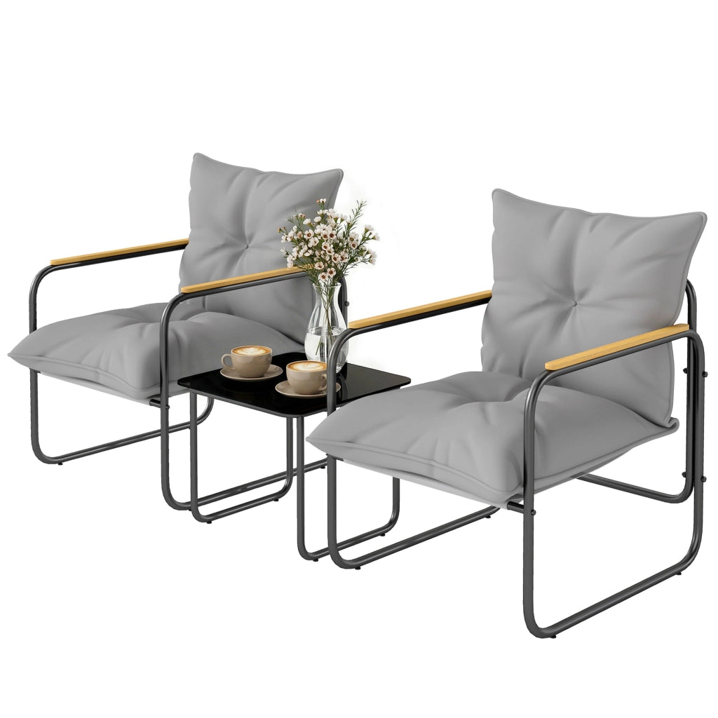 Set Bistrot 3 Pezzi da Giardino ¨C Xylo ¨C Metallo Grigio Antracite con Cuscini