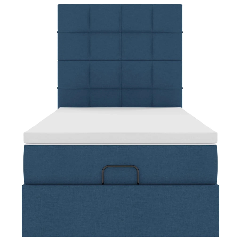 Pouf Letto con Materasso Blu 90x200 cm in Tessuto 3313132