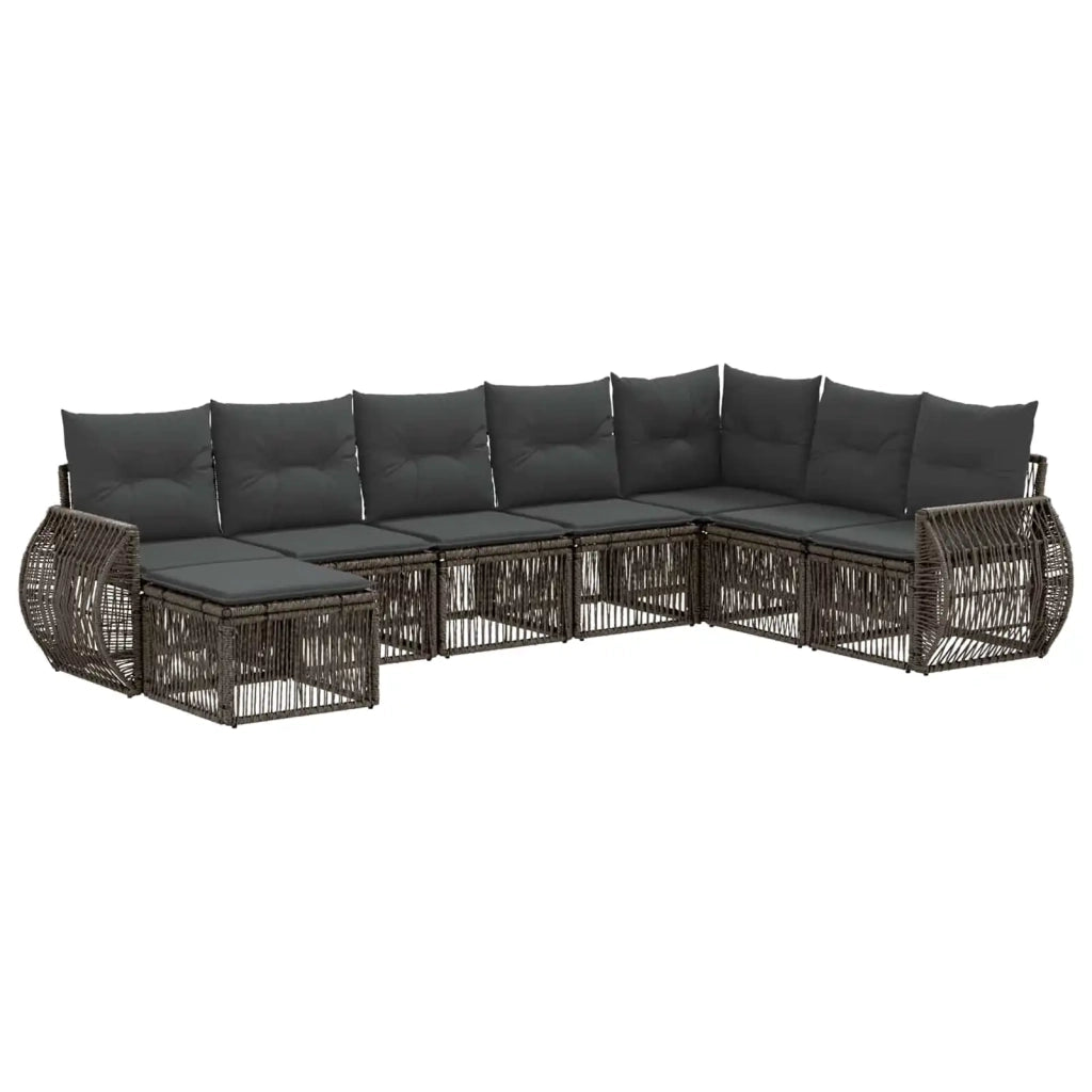 Set Divano da Giardino 8 pz Grigio e Grigio Scuro polyrattan 3435509