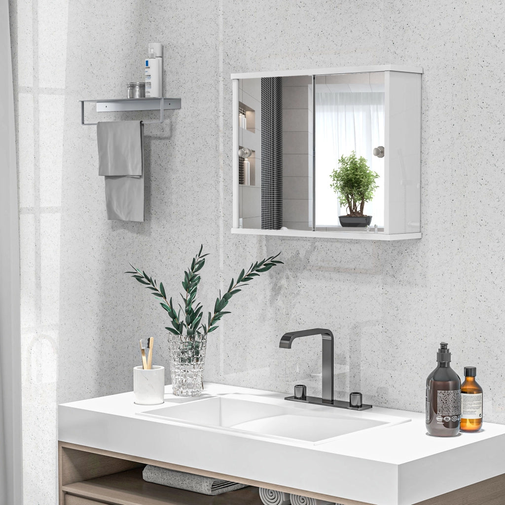 Armadio Bagno con Specchio e Ripiano Aggiustabile ¨C Minimal ¨C Bianco 55x15x45