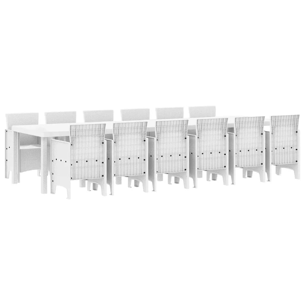 Set da Pranzo per Giardino 13 pcs Bianco Rattan Polt