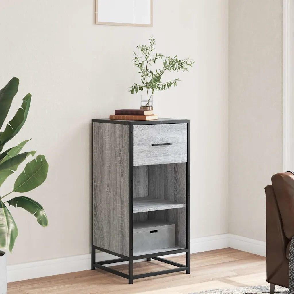Credenza-Buffet-Armadio da cucina Grigio Sonoma 35,5x35x76 cm in Truciolato e Metallo 318808