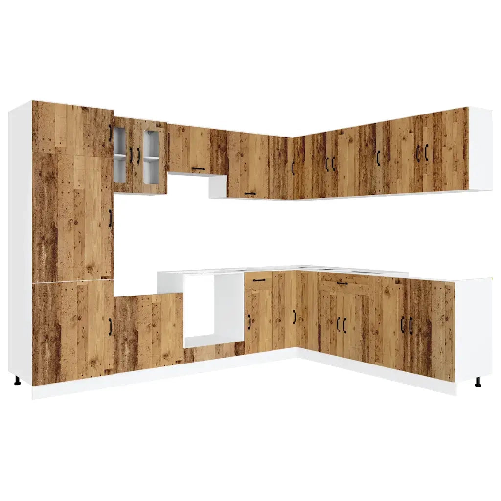 Set Mobili da Cucina 14 pz Kalmar Legno Vecchio in Truciolato 3314979