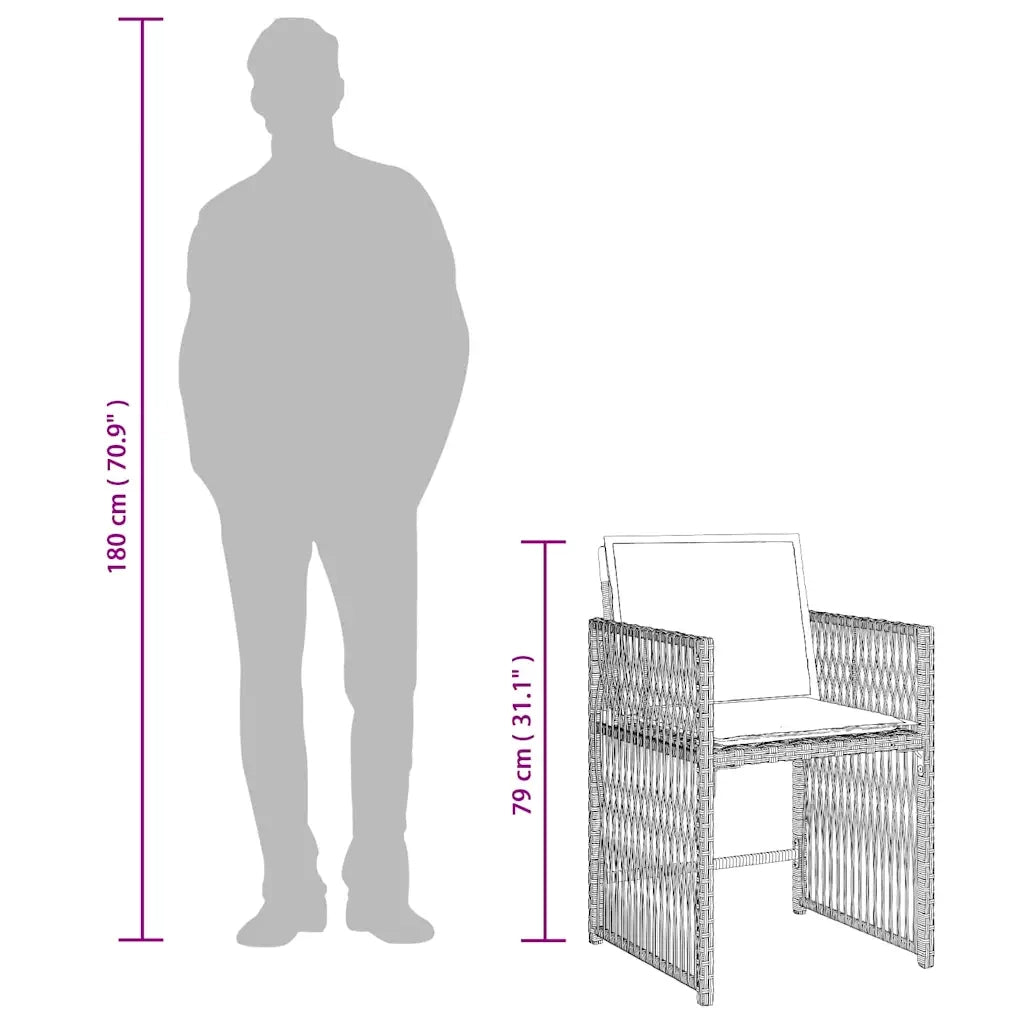 Set Pranzo da Giardino 5pz con Cuscini Grigio Chiaro Polyrattan 3211619