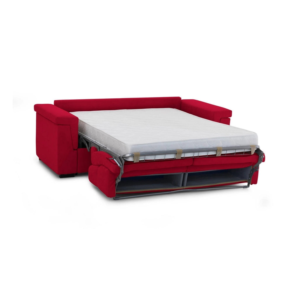 Tenna, Divano Letto 2 Posti Sfoderabile Made in Italy, 185x95 cm Rosso