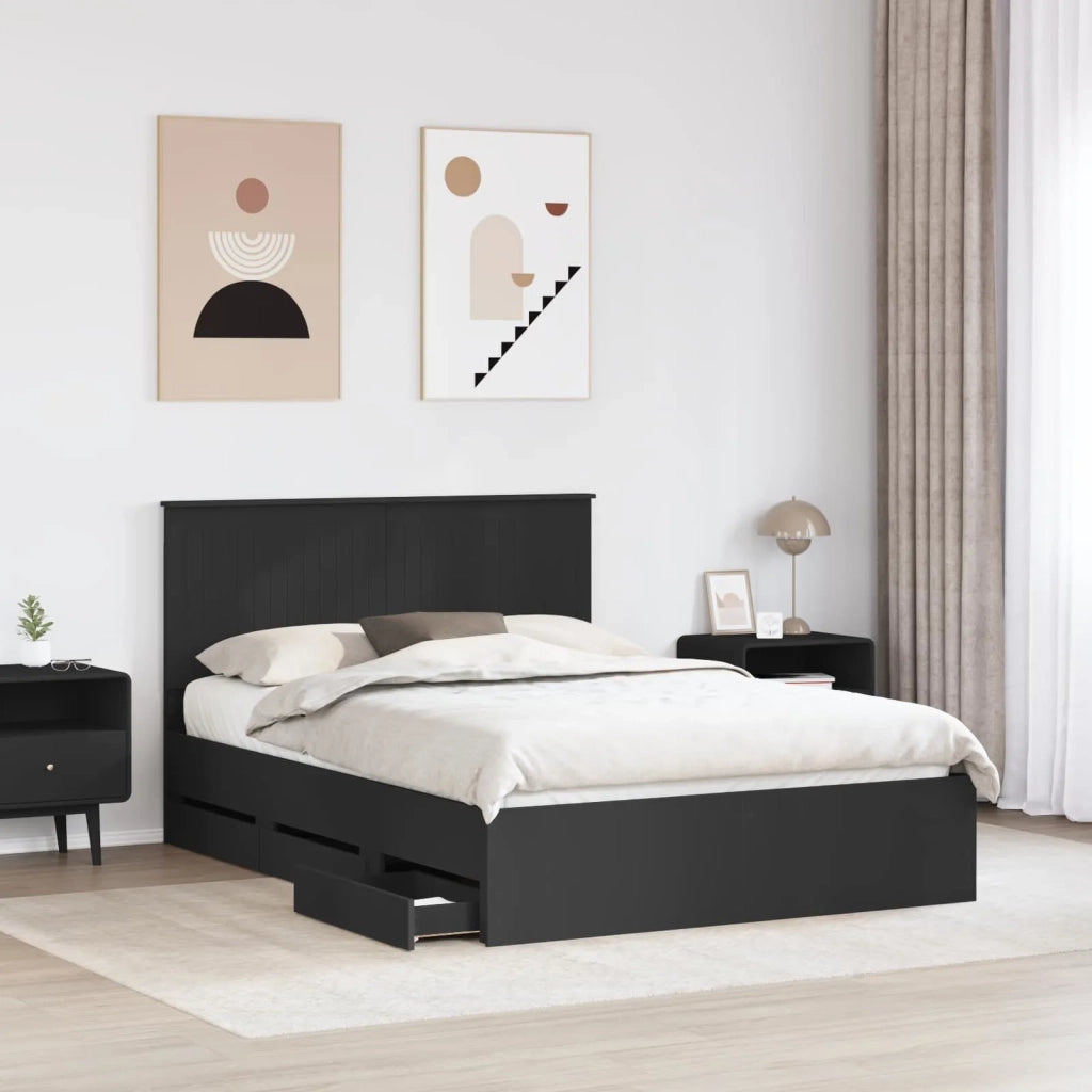 Letto matrimoniale | Letto per adulti | Struttura del letto Nero 140 x 200 cm Legno Ingegnerizzato