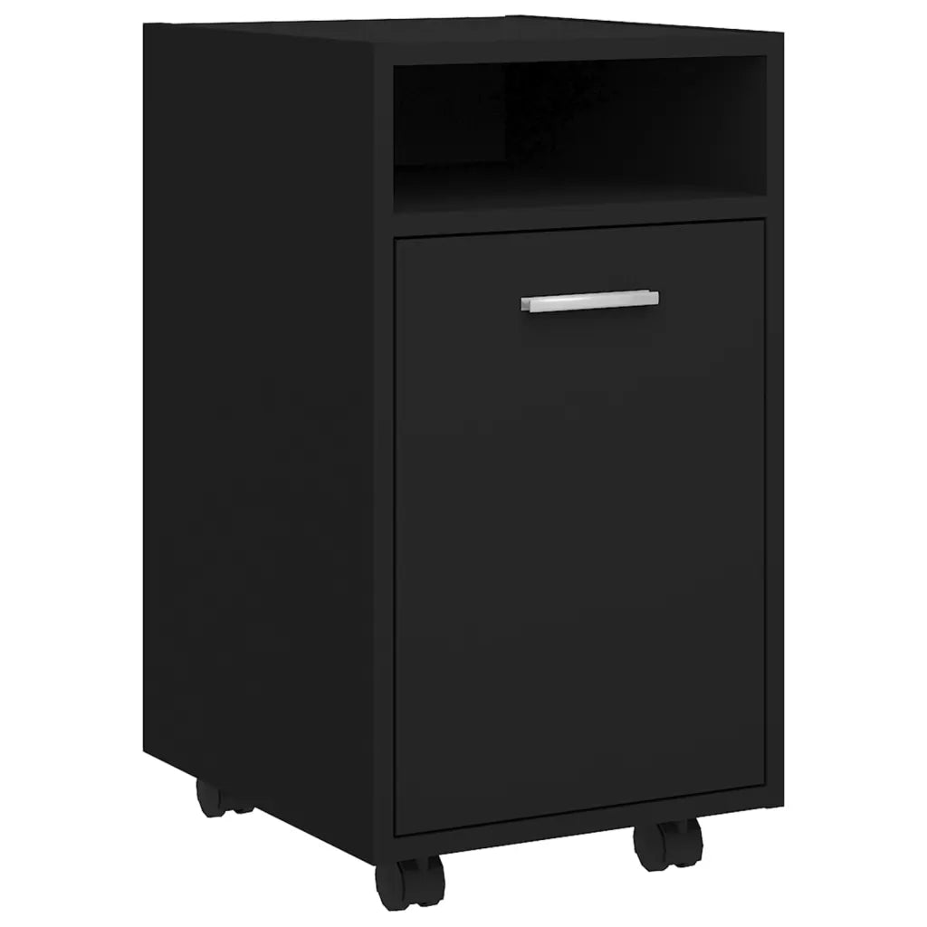Credenza | Madia | Buffet da pranzo | Armadio da pranzo con Ruote Nera 33x38x60 cm in Legno Multistrato
