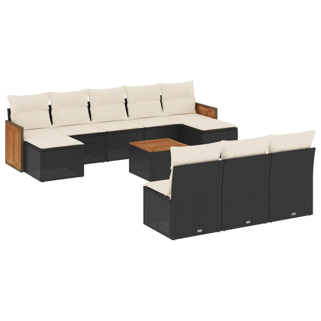 Set Divani da Giardino 11 pz con Cuscini in Polyrattan Nero 3260474