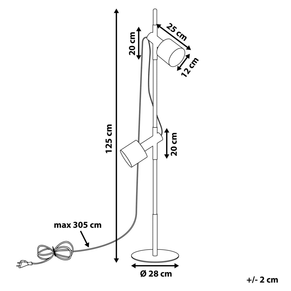 Lampada da Terra Nera con Metallo Rame 125 cm Faretti Rotondi Orientabili Design Moderno