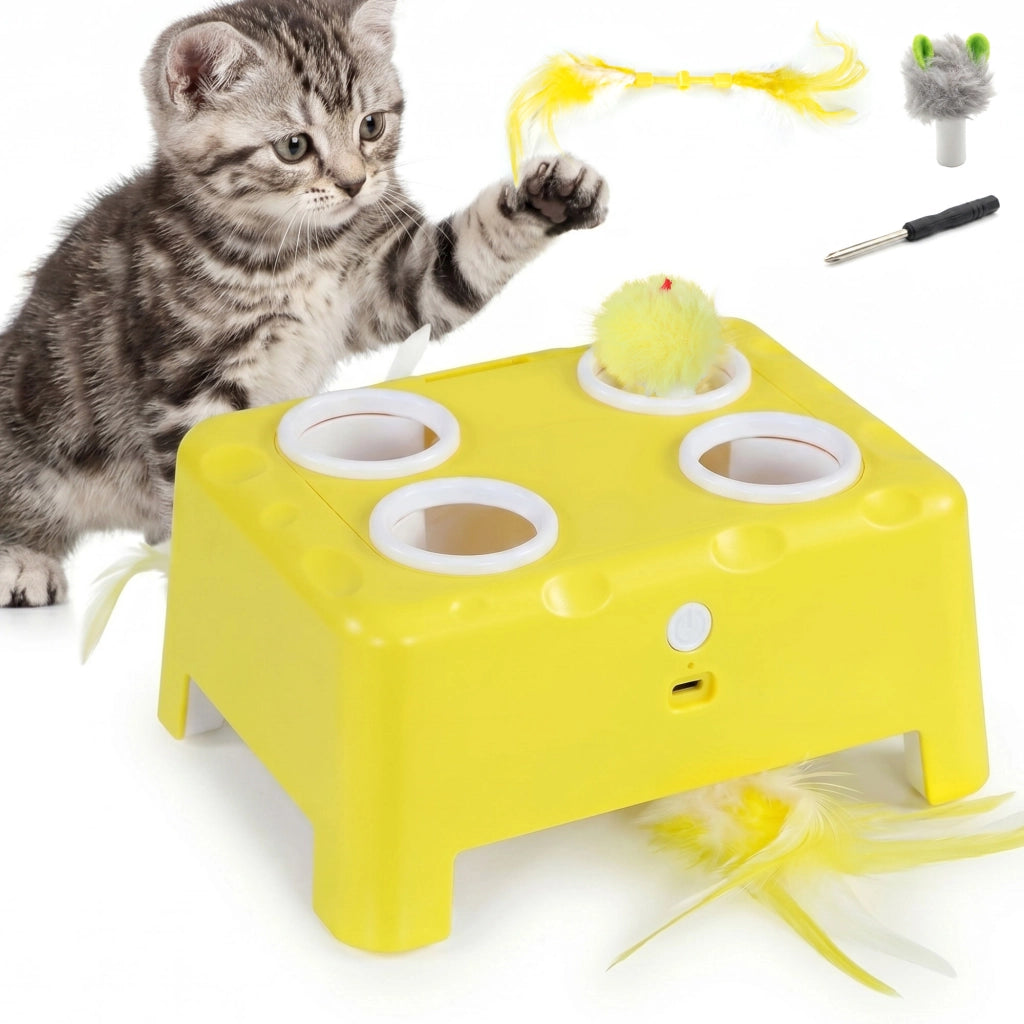 Giocattolo Interattivo per Gatti ¨C Xylo ¨C Ricaricabile 3 Modalit¨¤ Giallo 18,8x14x6 cm