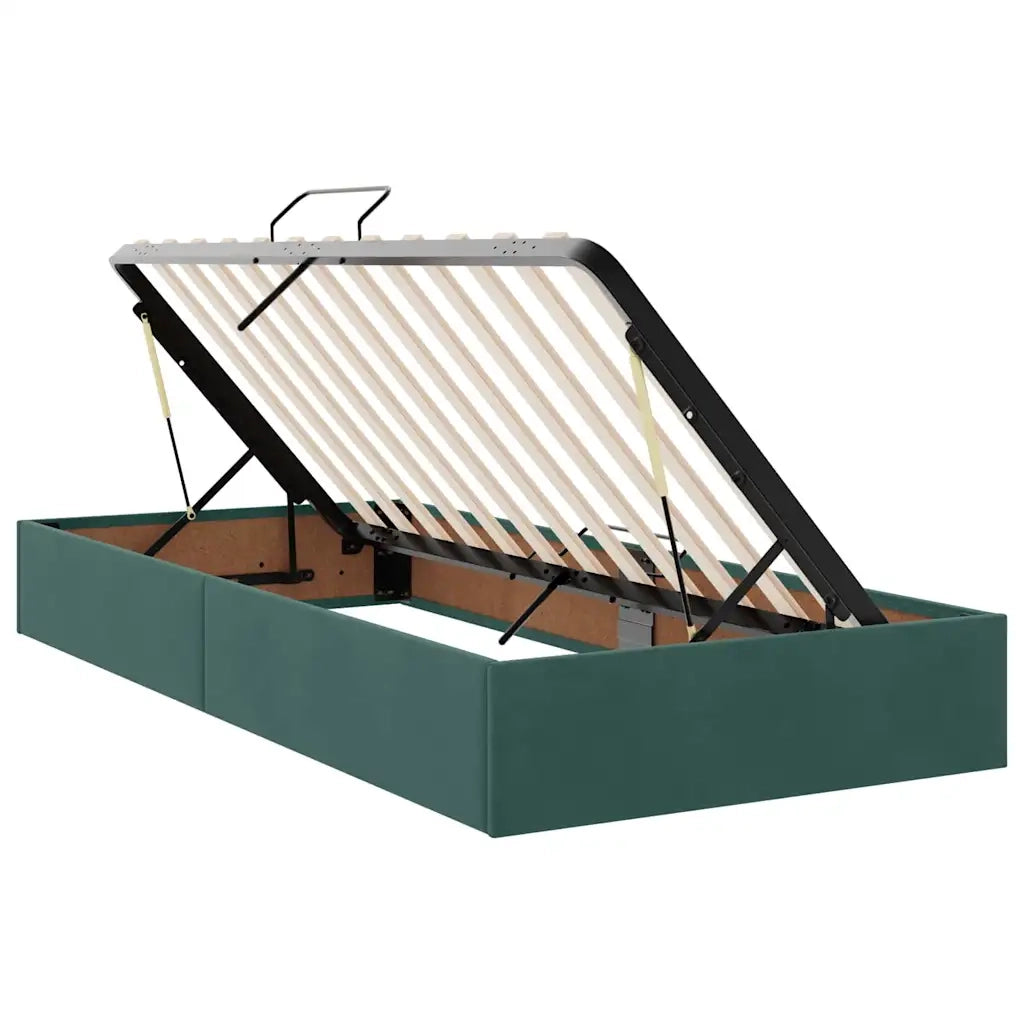 Letto con contenitore e materasso Verde Scuro 90 x 200 cm 3372126
