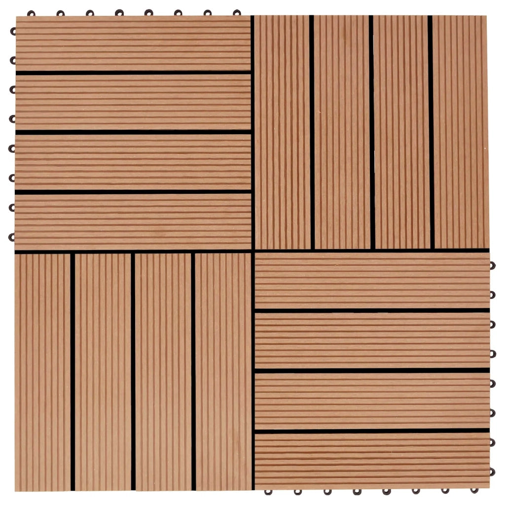Piastrella per Decking 11 pcs Teak riciclato 30 x 30 cm WPC 42046669