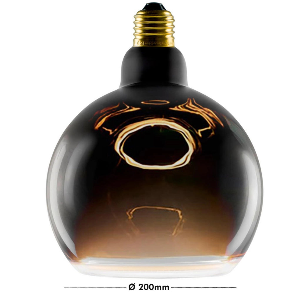Lampada di design vetro LED E27 nera serie BLACK MOON luce calda decorativa Effetto Fluttuante bar pub ristorante albergo Ø 200mm