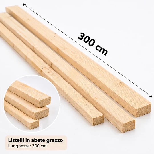 listelli grezzi abete  20 x 20 x 3000 mm 10 pz.