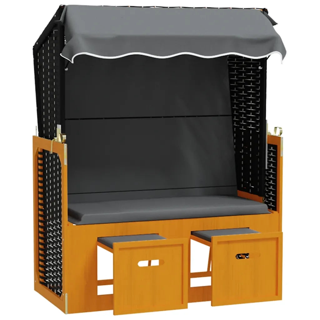 Strandkorb e Tettoria Polyrattan Legno Massello Nero Antracite CFW6777725