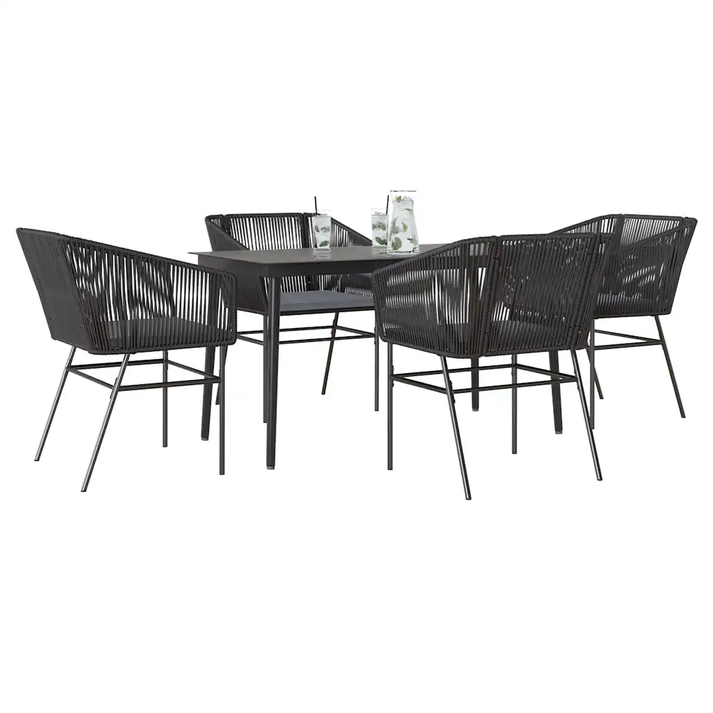 Set da Pranzo da Giardino con Cuscini 5 pz Polyrattan Vetro 3334515