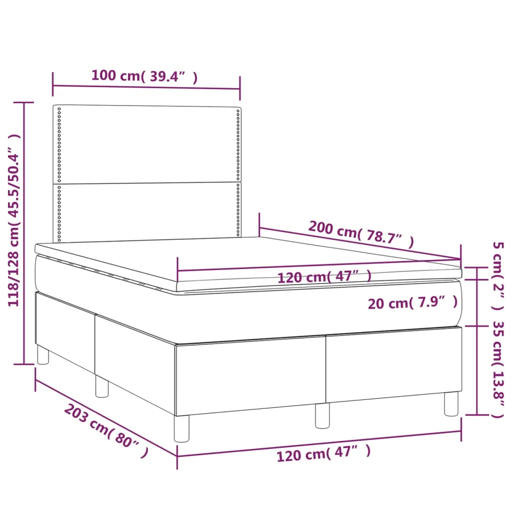 Letto a Molle con Materasso e LED Blu 120x200cm in Tessuto 3134787
