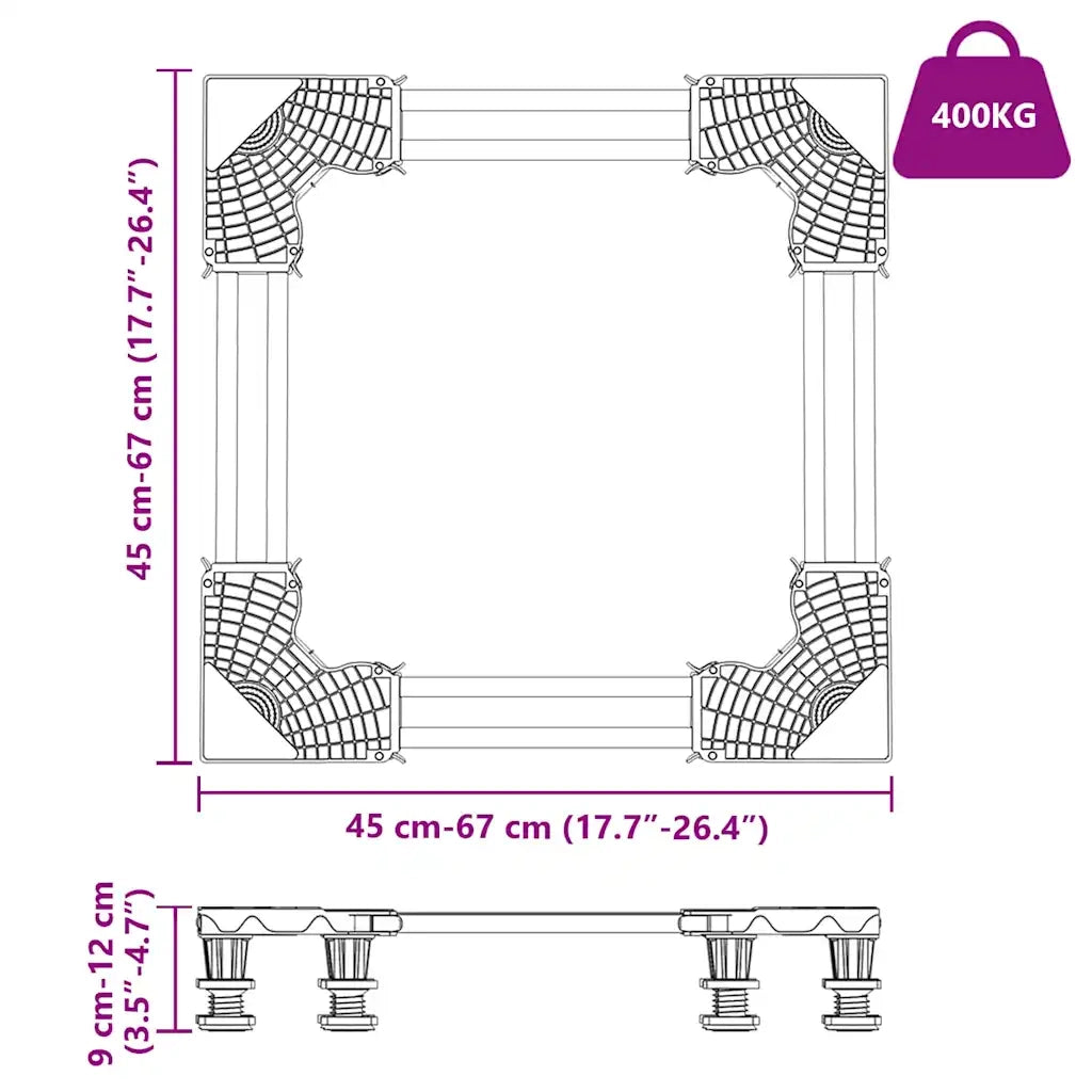 Base per lavatrice Grigio 67 x 67 x 12 cm Acciaio inossidabile 42009957